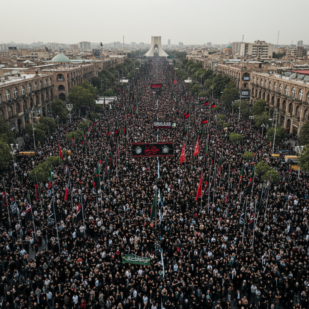 حضور میلیونی مردم تهران در مراسم تشییع پیکر رهبر شهید انقلاب