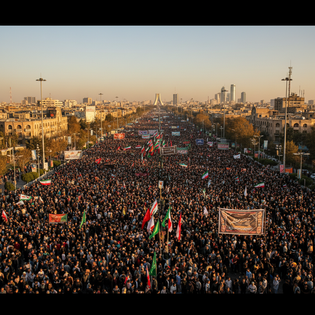 حضور میلیونی مردم تهران در مراسم تشییع پیکر رهبر شهید انقلاب