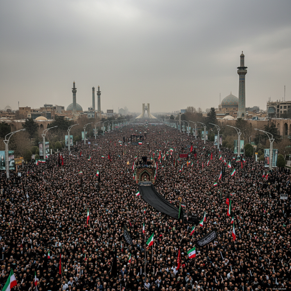 حضور میلیونی مردم تهران در مراسم تشییع پیکر رهبر شهید انقلاب