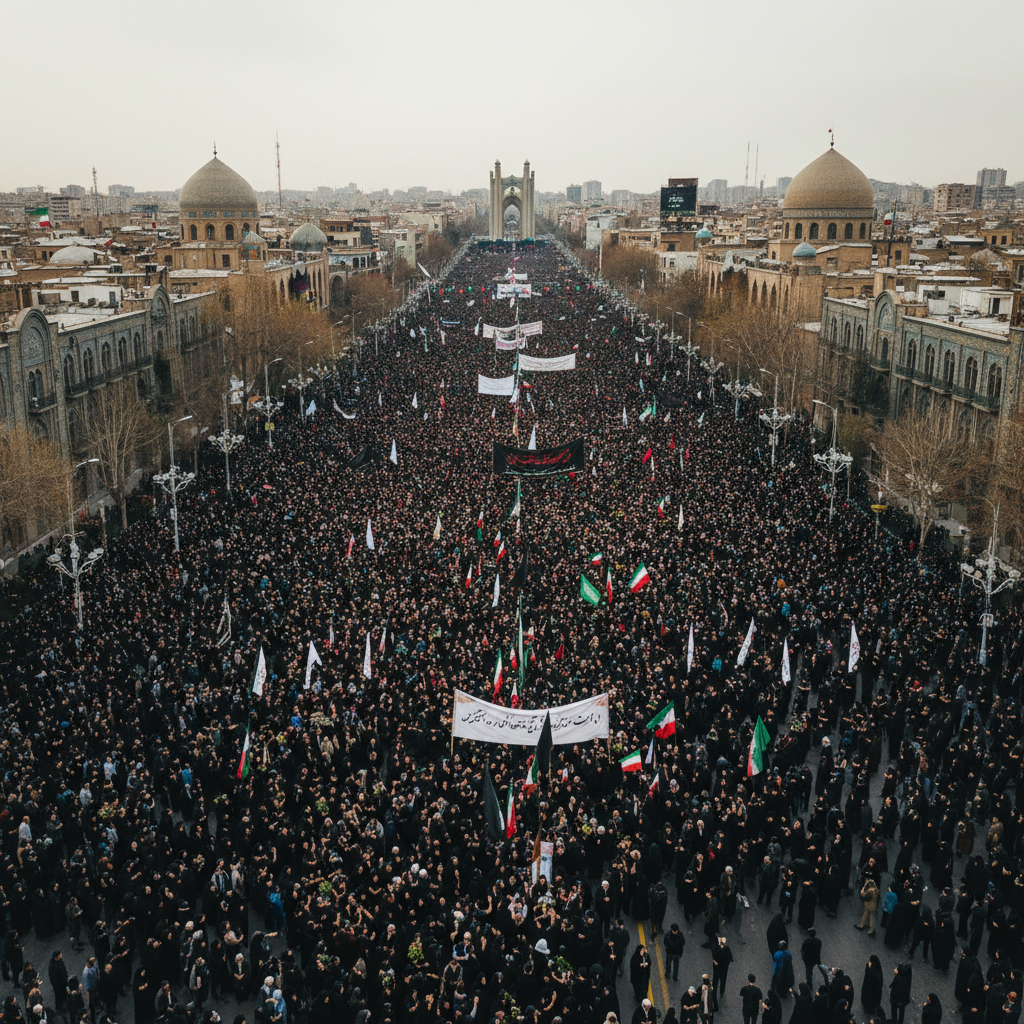 حضور میلیونی مردم در تهران برای تشییع پیکر رهبر شهید انقلاب