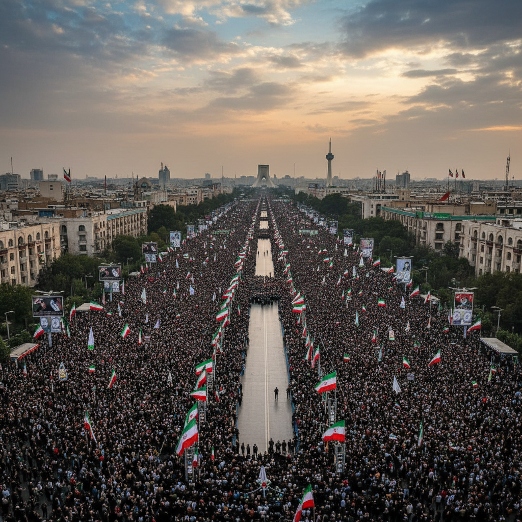 خروش میلیونی مردم تهران در آیین وداع با پیکر رهبر شهید