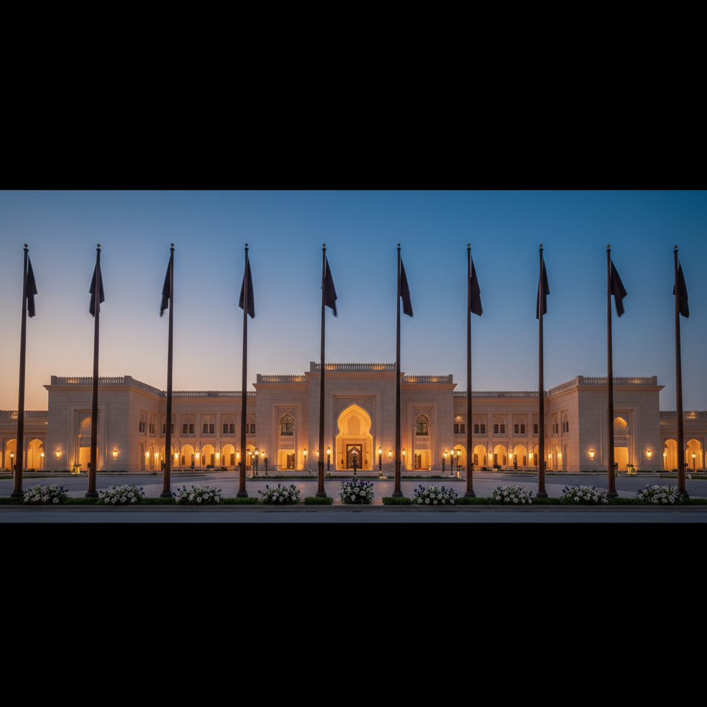 ادامه مراسم ترحیم امیر فقید قطر با حضور رهبران جهان در دوحه