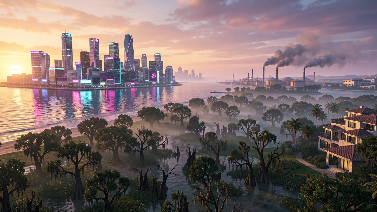 جزئیات نقشه GTA 6؛ بازسازی وایس سیتی و معرفی ۶ منطقه ایالت لئونیدا